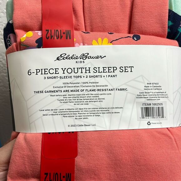 Eddie Bauer Comfy 6-piece Pajama Set Girls Size M 10/12 - Picture 2 of 2